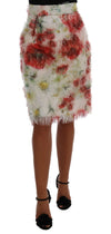 Dolce & Gabbana Elegant Blomsterprintet Højtaljet Blyantnederdel