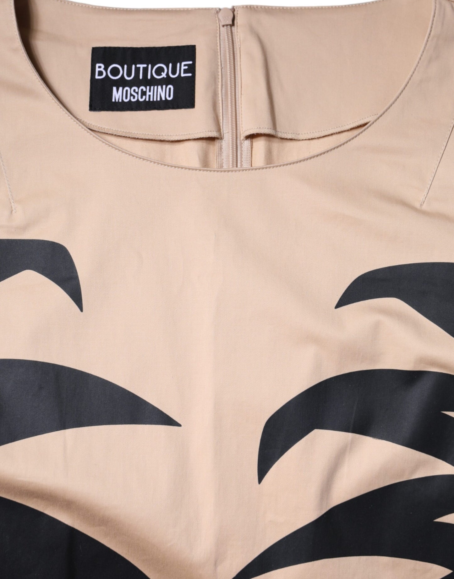 Moschino Beige Bomuld Kortærmet Knælang Kjole