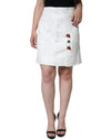 Dolce & Gabbana Hvid Blomsterbrokadeudsmykket Mini Nederdel