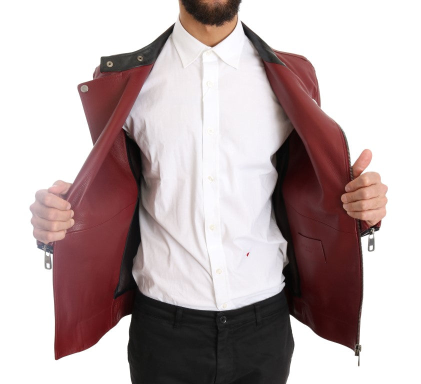 Dolce & Gabbana Radiant Red Læder Biker Motorcykeljakke
