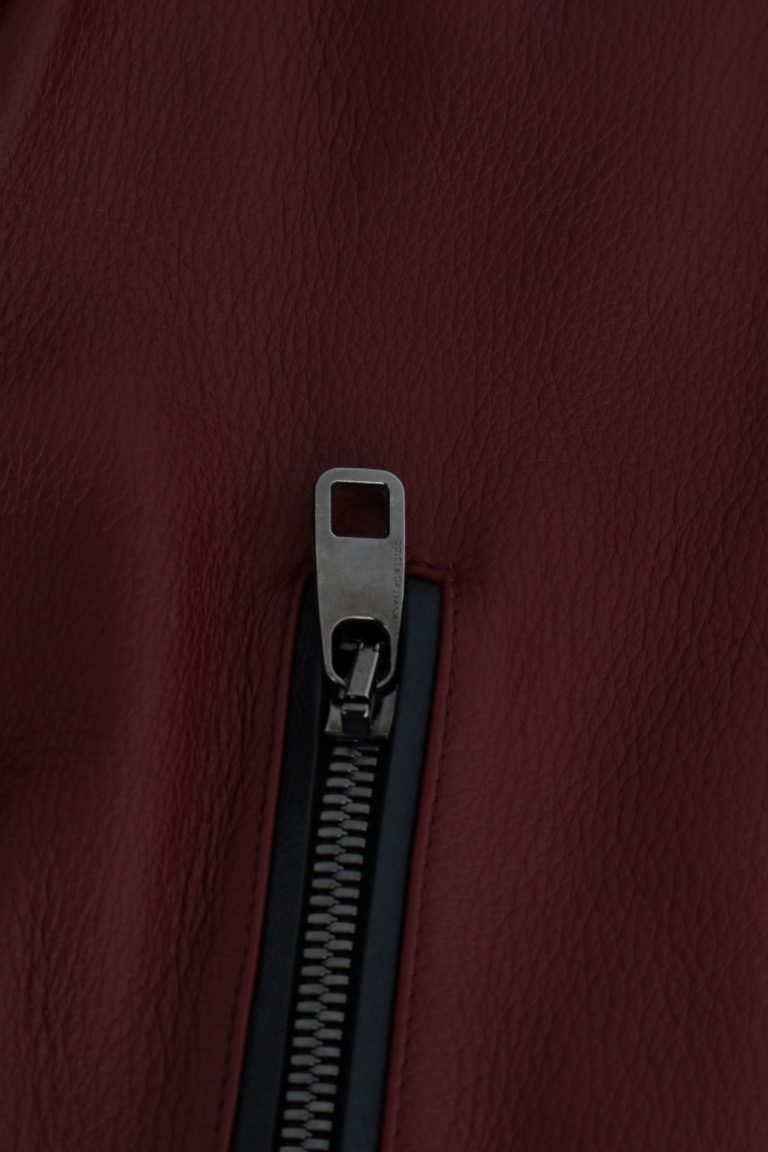 Dolce & Gabbana Radiant Red Læder Biker Motorcykeljakke