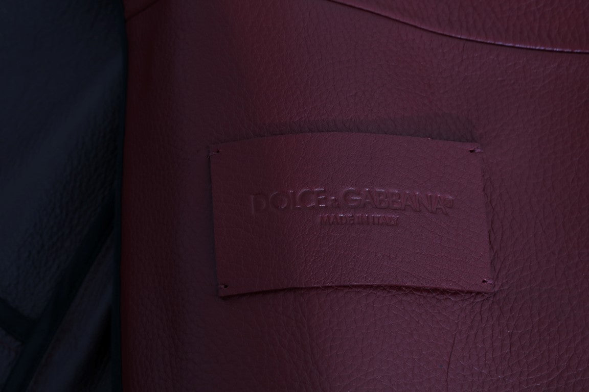 Dolce & Gabbana Radiant Red Læder Biker Motorcykeljakke