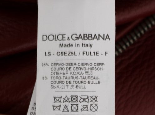 Dolce & Gabbana Radiant Red Læder Biker Motorcykeljakke