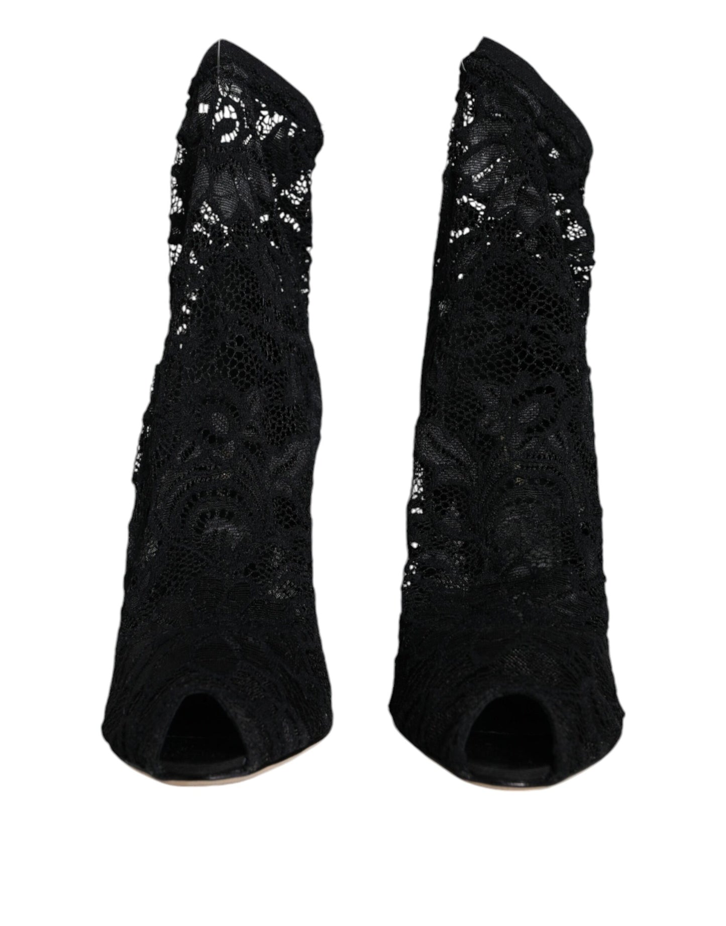 Dolce & Gabbana Sorte Blonde Stretch Hæle Mid Calf Støvlesko