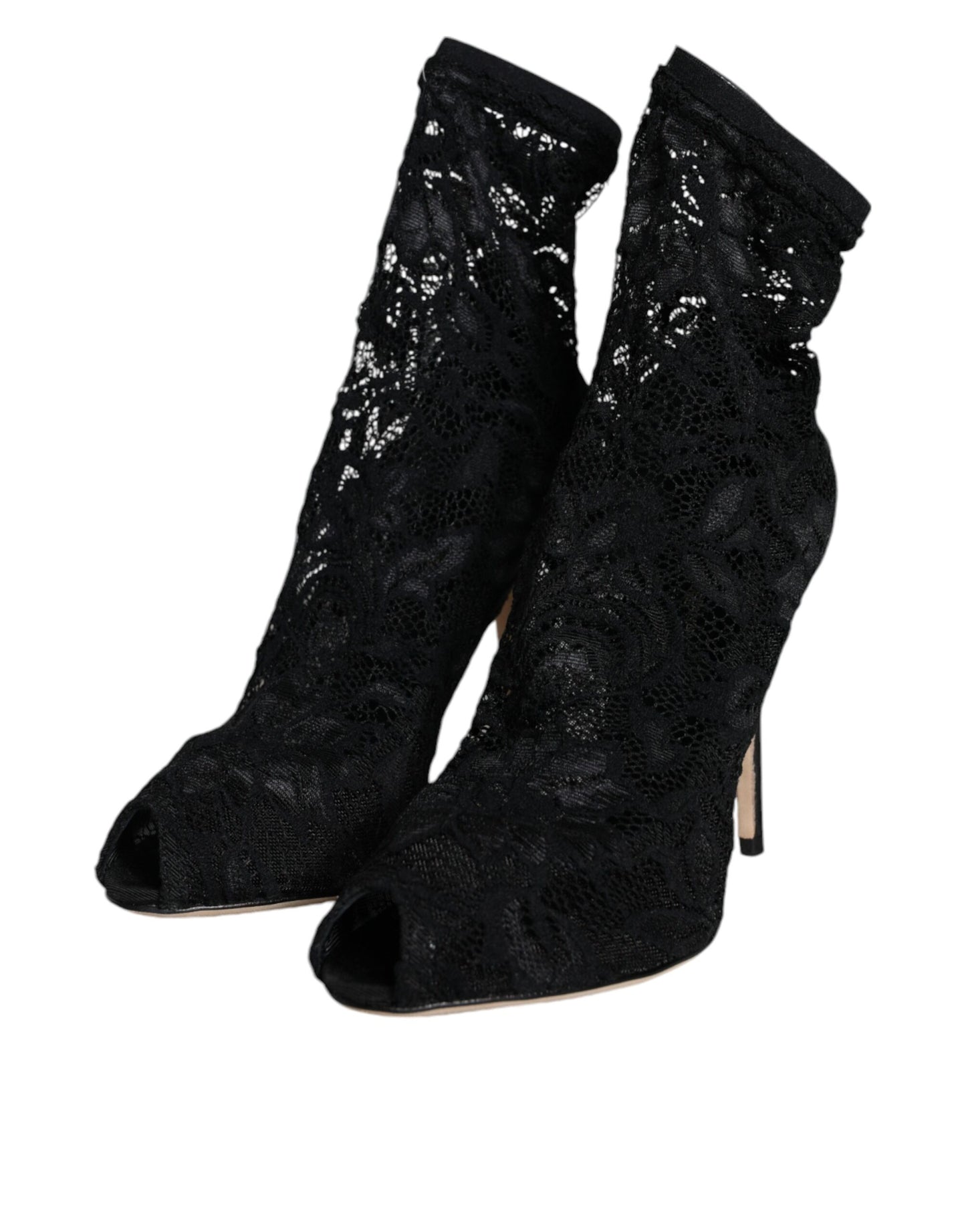 Dolce & Gabbana Sorte Blonde Stretch Hæle Mid Calf Støvlesko