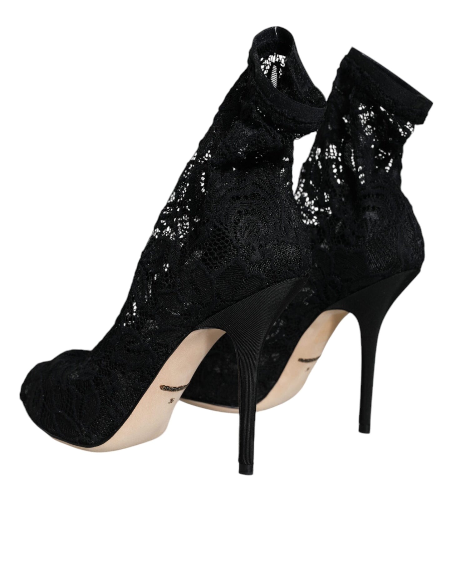 Dolce & Gabbana Sorte Blonde Stretch Hæle Mid Calf Støvlesko