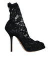 Dolce & Gabbana Sorte Blonde Stretch Hæle Mid Calf Støvlesko