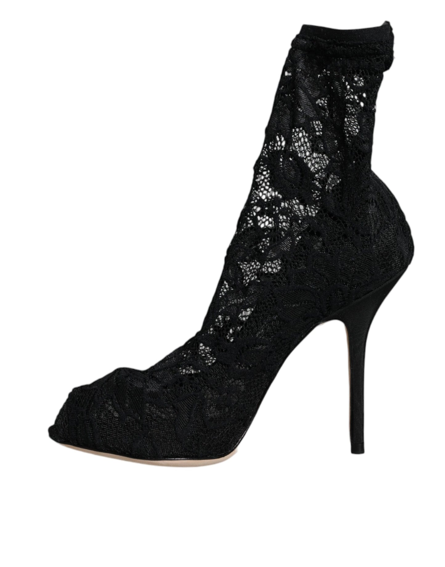 Dolce & Gabbana Sorte Blonde Stretch Hæle Mid Calf Støvlesko