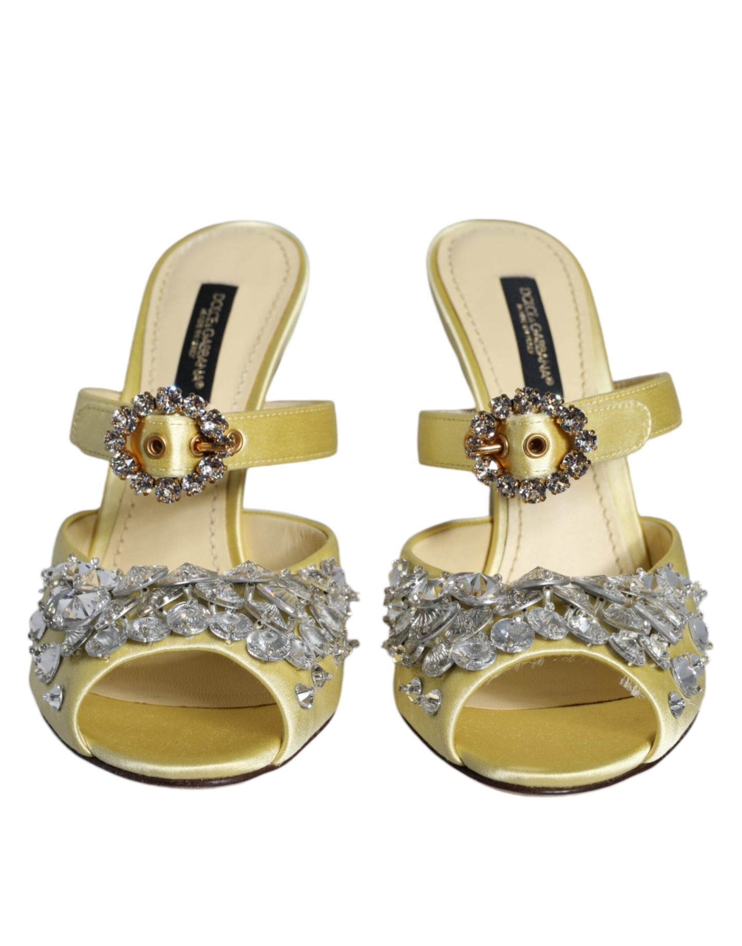 Dolce & Gabbana Gule Mary Janes Satin Krystal Sandaler Sko