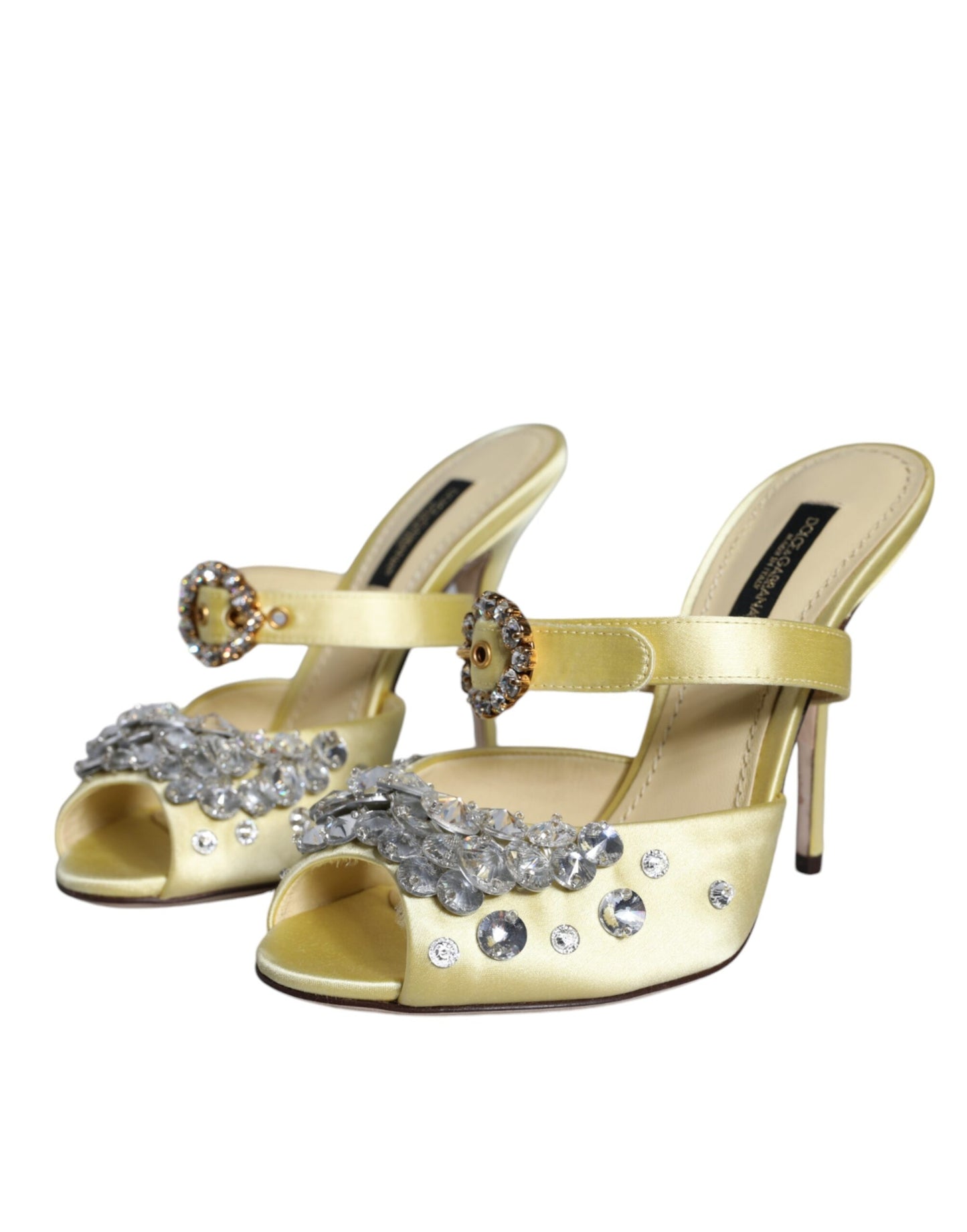 Dolce & Gabbana Gule Mary Janes Satin Krystal Sandaler Sko