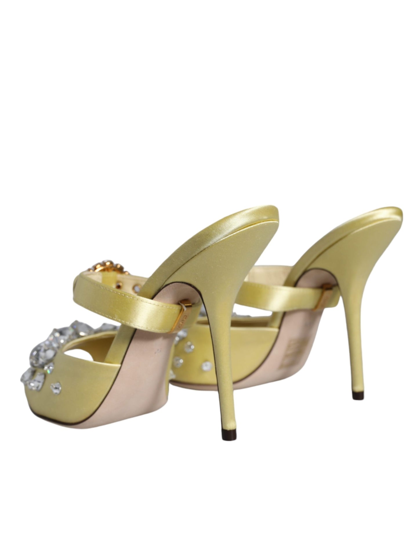 Dolce & Gabbana Gule Mary Janes Satin Krystal Sandaler Sko