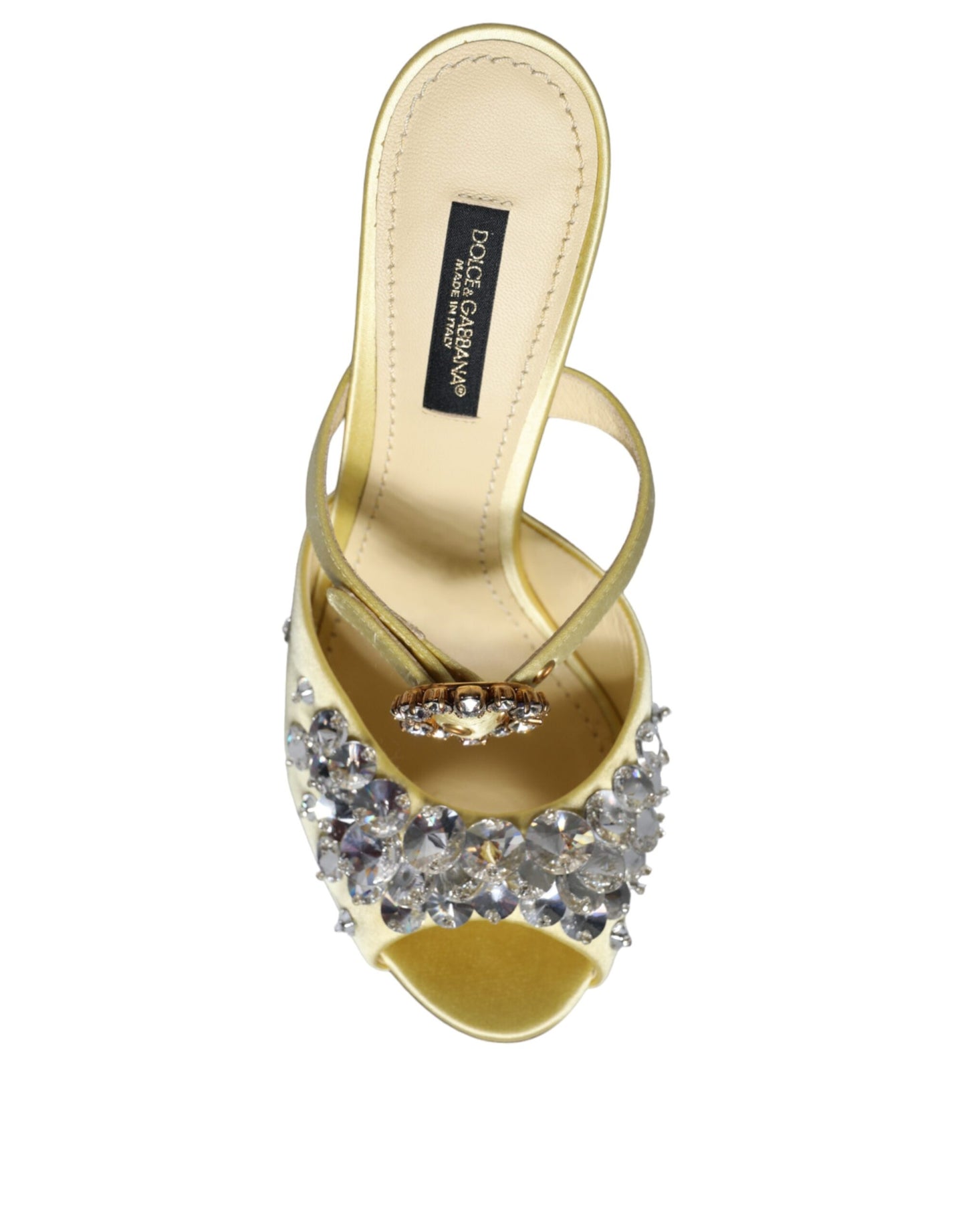 Dolce & Gabbana Gule Mary Janes Satin Krystal Sandaler Sko