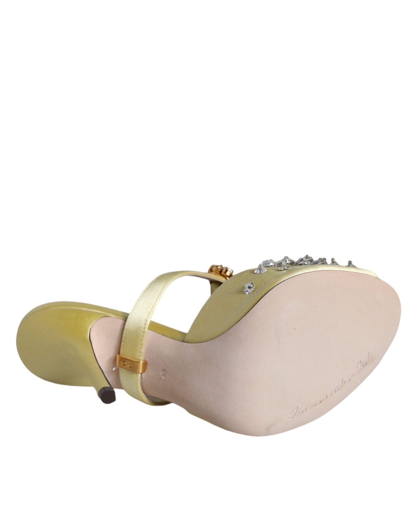 Dolce & Gabbana Gule Mary Janes Satin Krystal Sandaler Sko