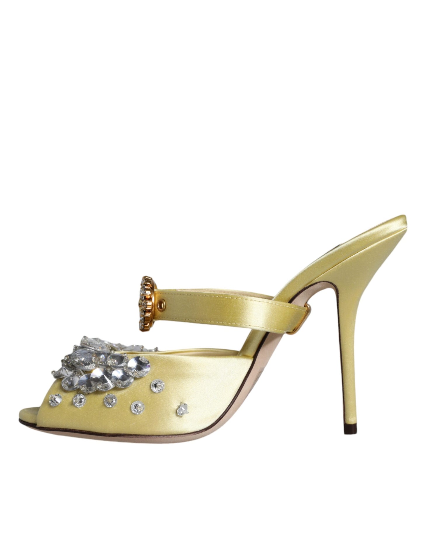 Dolce & Gabbana Gule Mary Janes Satin Krystal Sandaler Sko