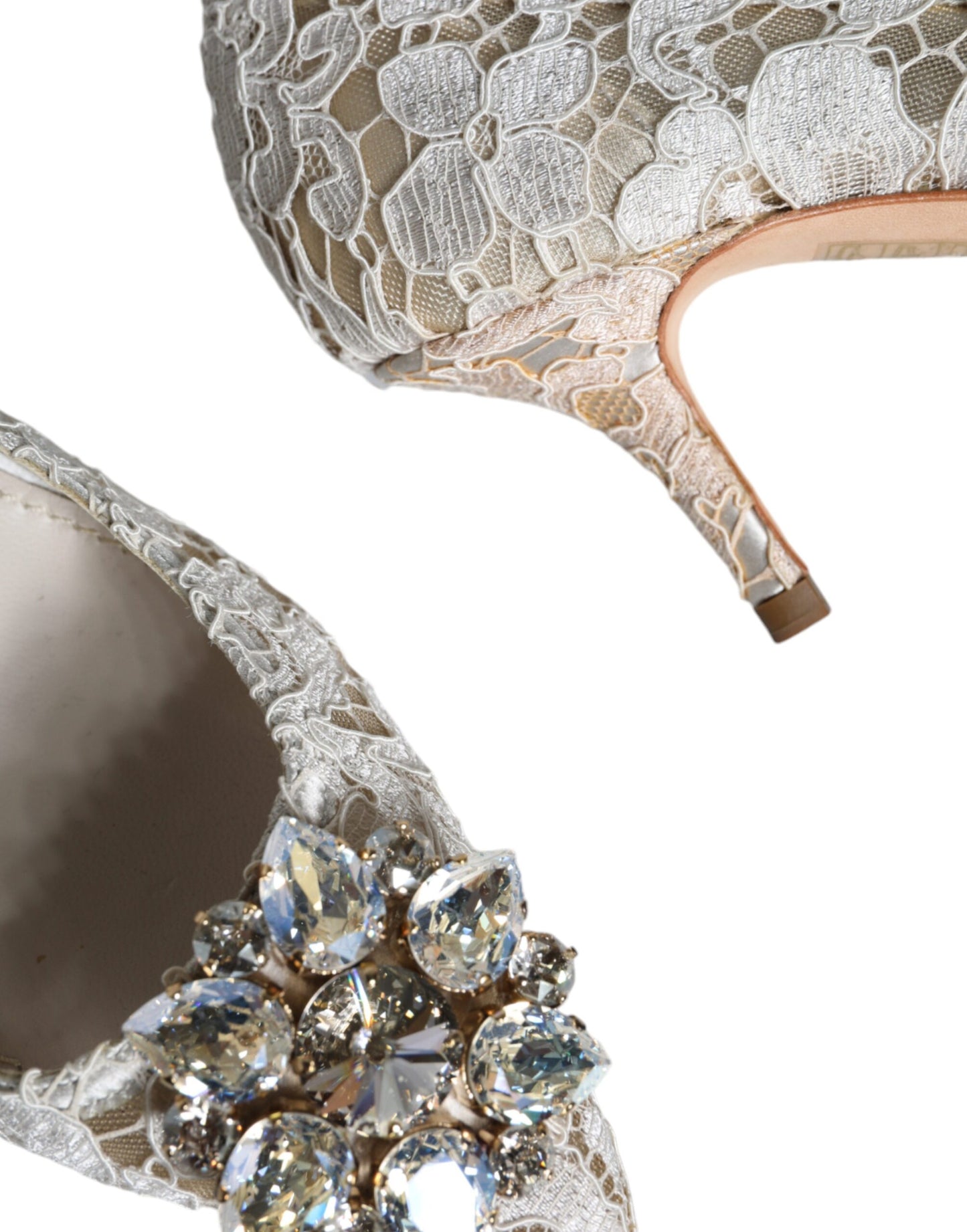 Dolce & Gabbana Hvide Taormina Pumps med Blonde og Krystalhæl