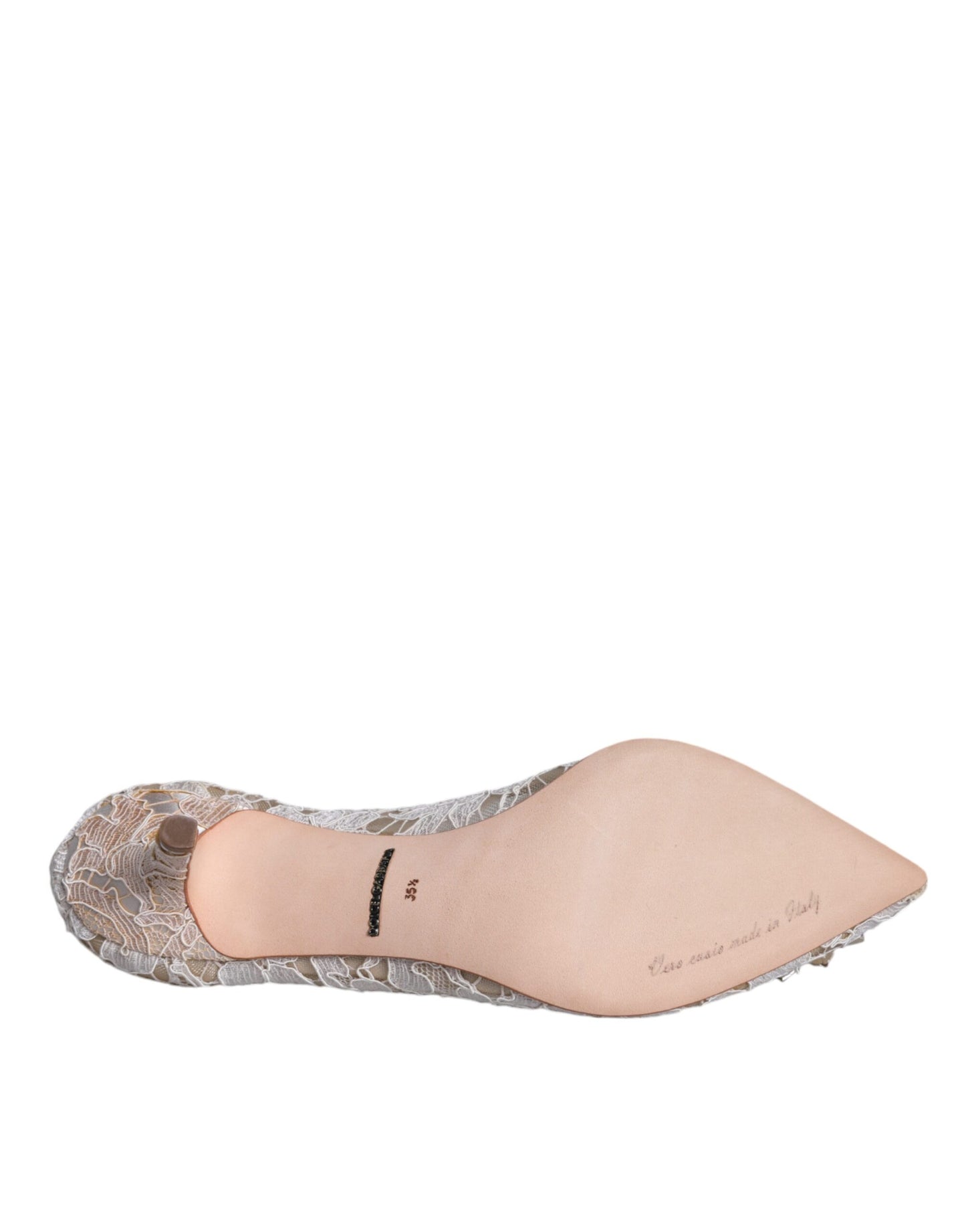 Dolce & Gabbana Hvide Taormina Pumps med Blonde og Krystalhæl