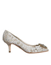 Dolce & Gabbana Hvide Taormina Pumps med Blonde og Krystalhæl