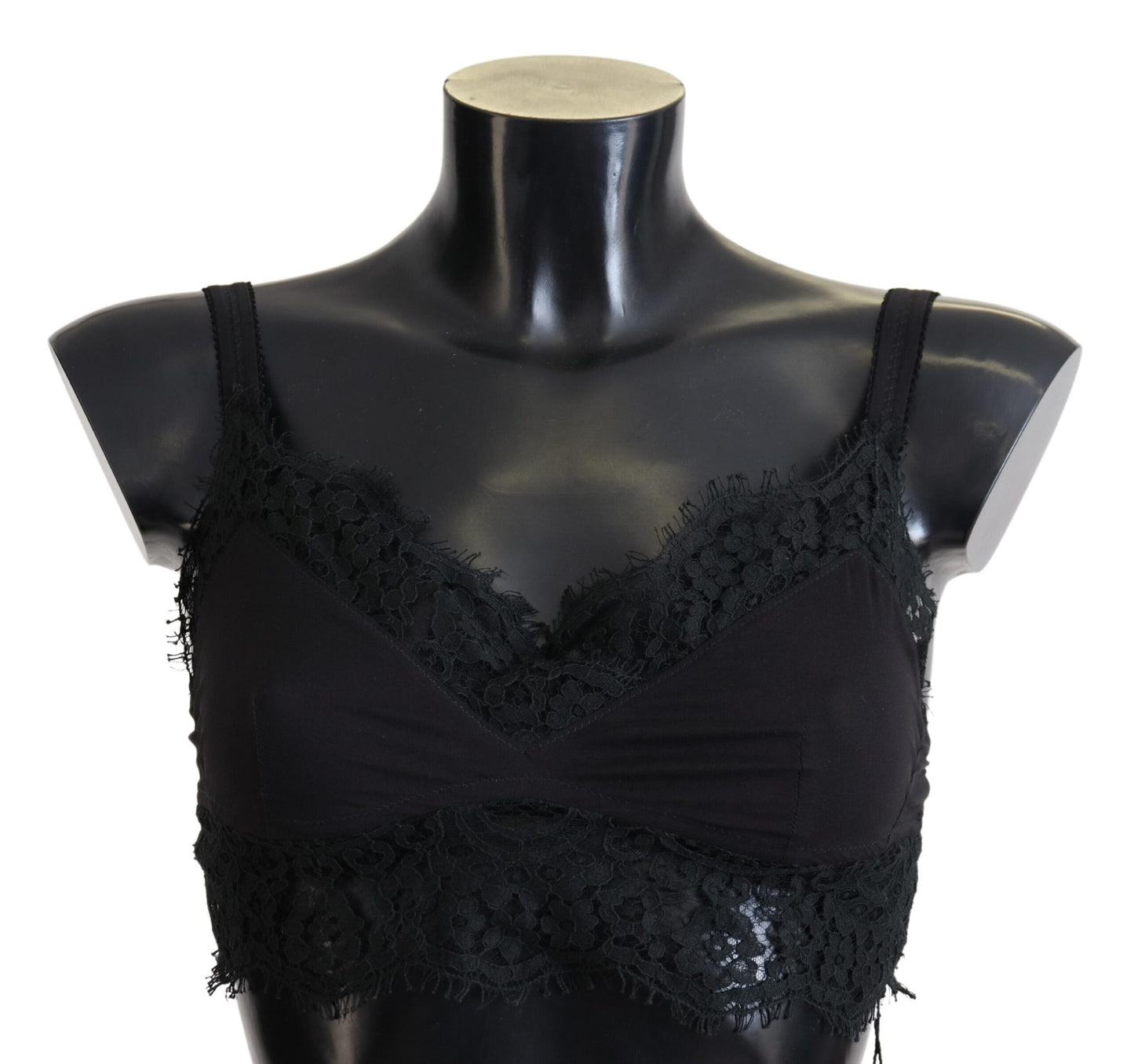 Dolce & Gabbana Sort Blomsterblonder Stretch Bralette Undertøj