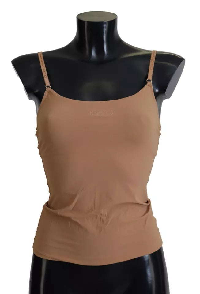 Dolce & Gabbana Brun Nylon Stretch Ærmeløs Top Undertøj