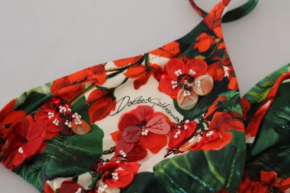 Dolce & Gabbana Flerfarvet Geranium Halter Beachwear Bikinitop