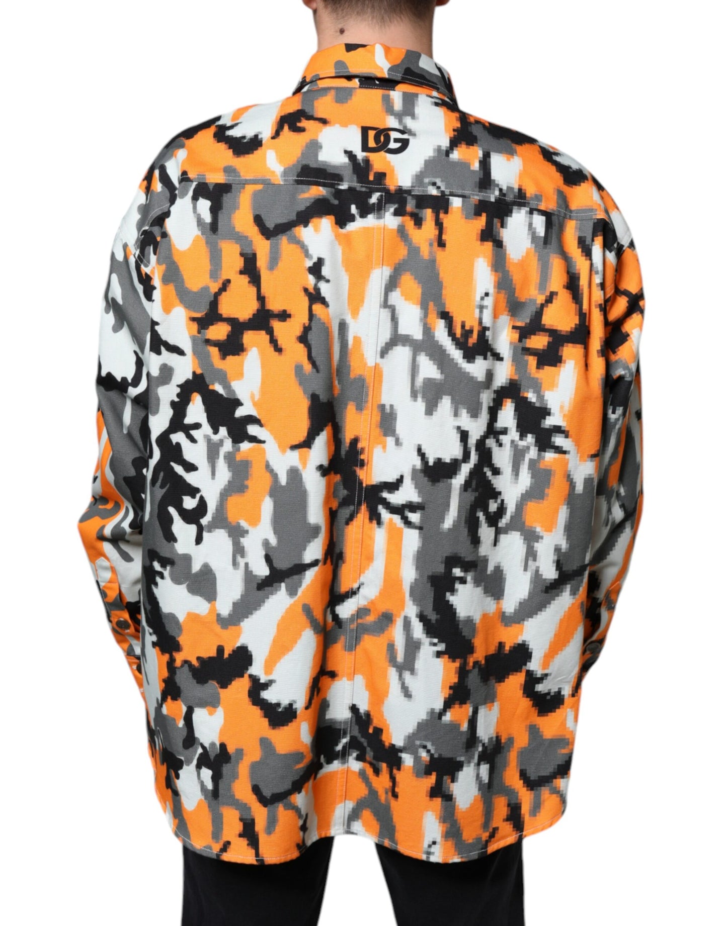 Dolce & Gabbana Flerfarvet Camouflage Bomuldsdenimjakke med Krave