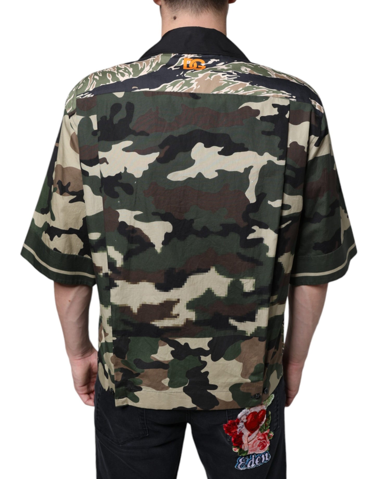 Dolce & Gabbana Flerfarvet Camouflage Button Down Herre Casual Skjorte