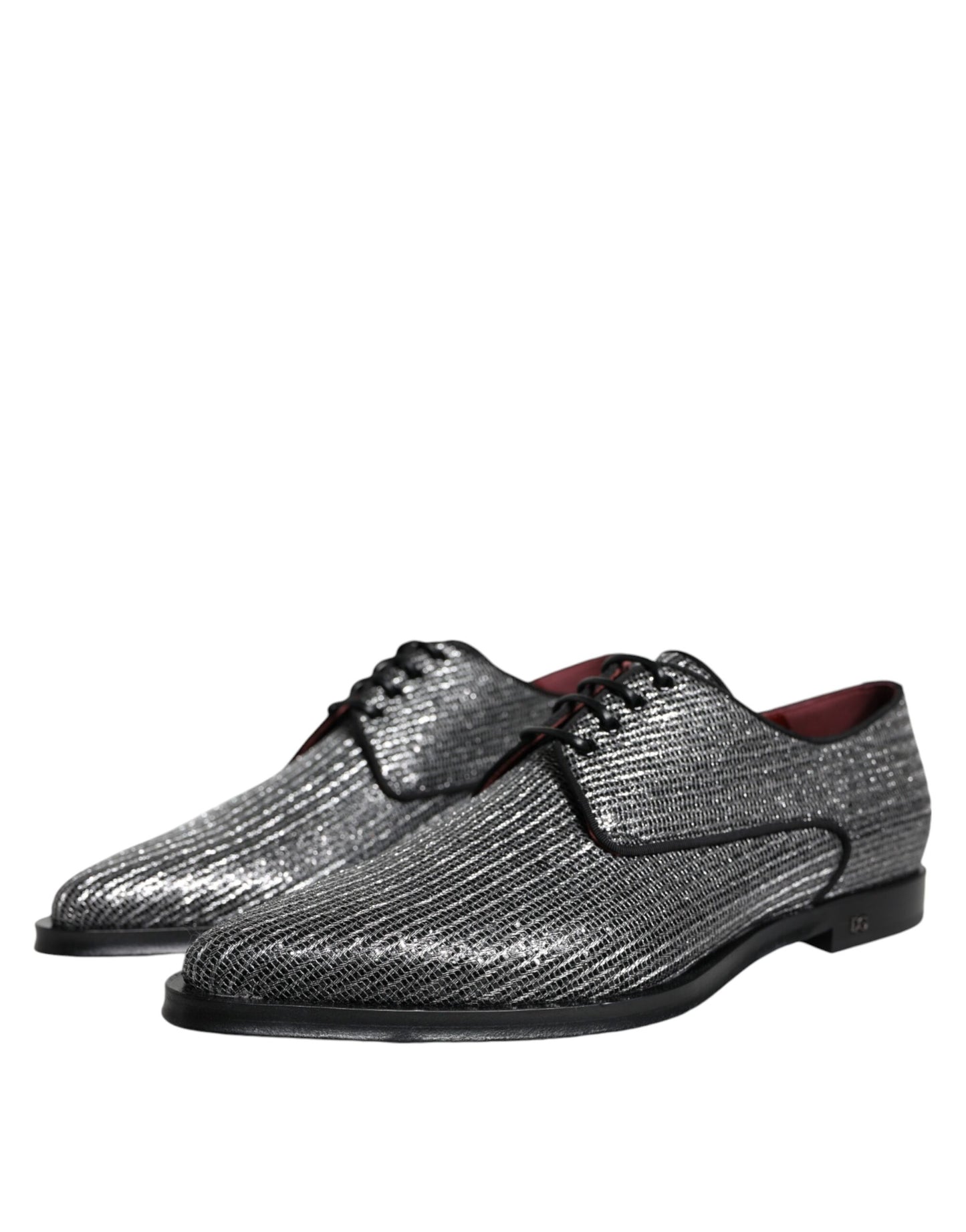 Dolce & Gabbana Sølvfarvede Polyurethan Derby Formelle Sko