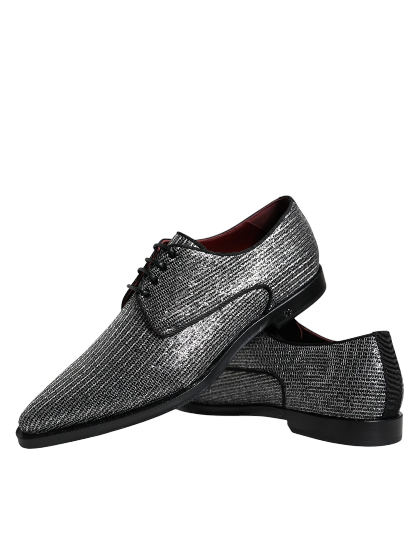 Dolce & Gabbana Sølvfarvede Polyurethan Derby Formelle Sko