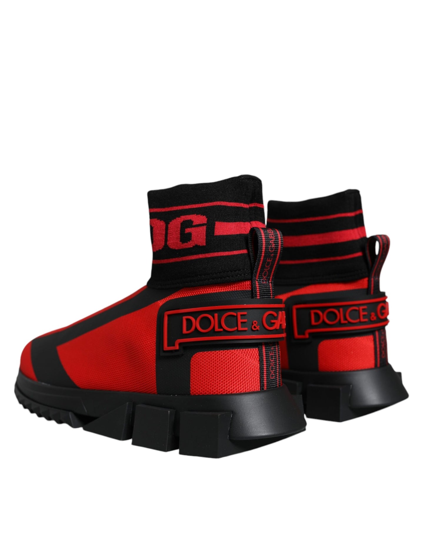 Dolce & Gabbana Røde Sorte Stof High Top Sorrento Sneakers Sko