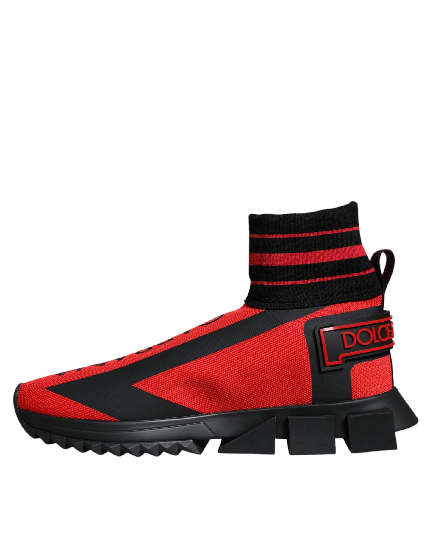 Dolce & Gabbana Røde Sorte Stof High Top Sorrento Sneakers Sko