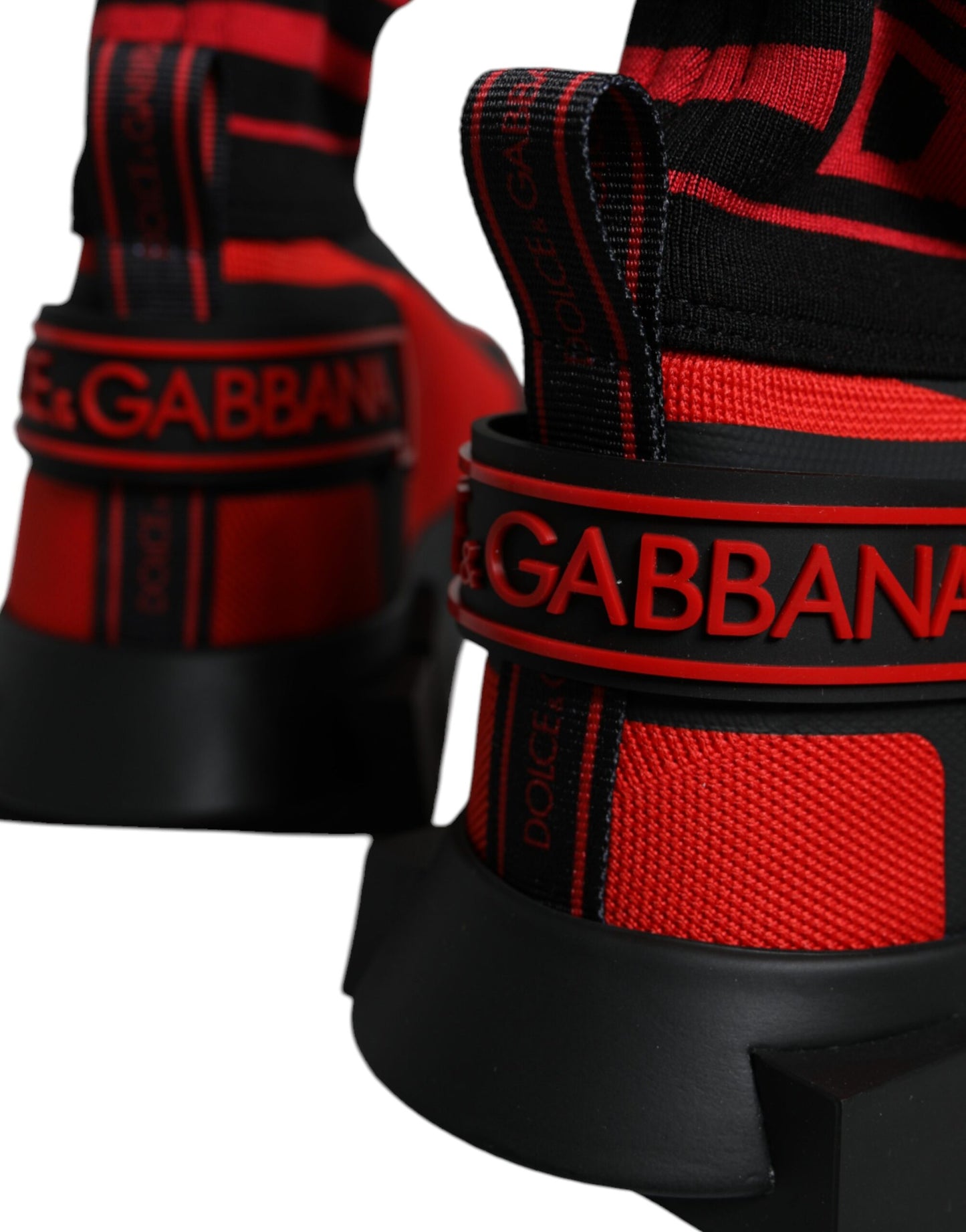 Dolce & Gabbana Røde Sorte Stof High Top Sorrento Sneakers Sko