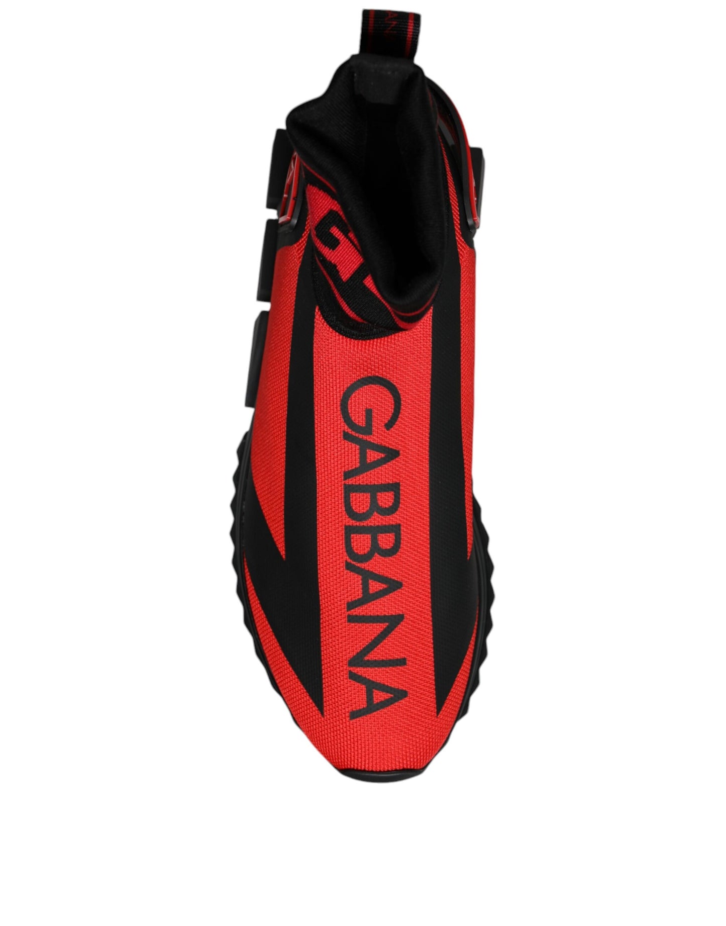 Dolce & Gabbana Røde Sorte Stof High Top Sorrento Sneakers Sko