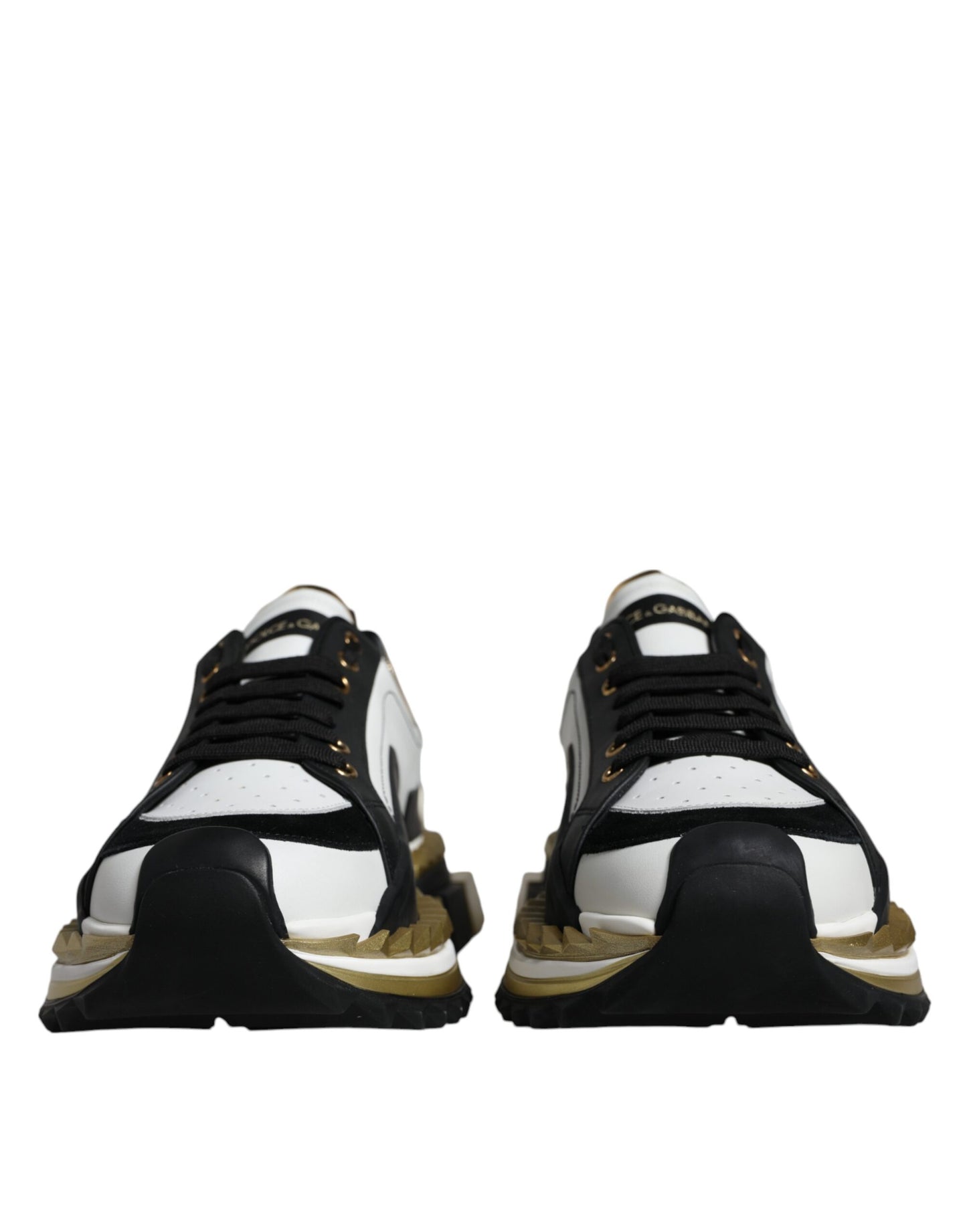 Dolce & Gabbana Hvidguld Sort Læder SUPER KING Sneakers Sko