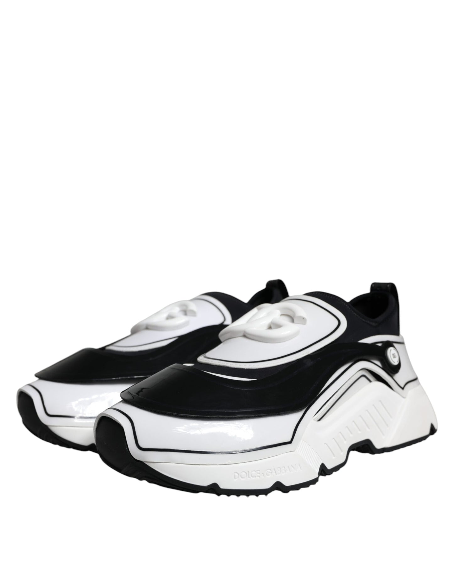 Dolce & Gabbana Hvide Sorte Logo Plaque Daymaster Sneakers Sko