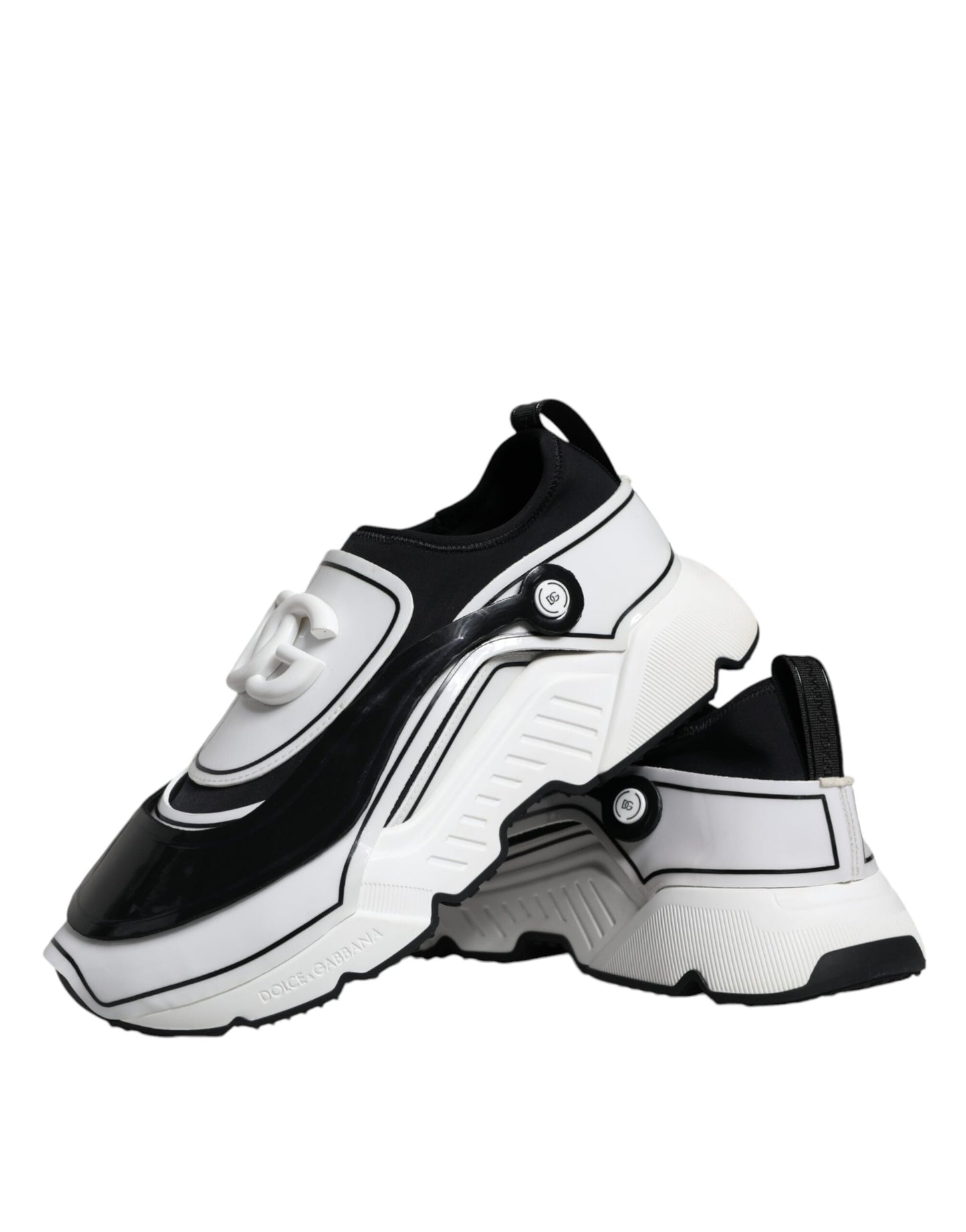 Dolce & Gabbana Hvide Sorte Logo Plaque Daymaster Sneakers Sko