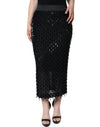 Dolce & Gabbana Sort Udsmykket Midinederdel med Blyantssnit