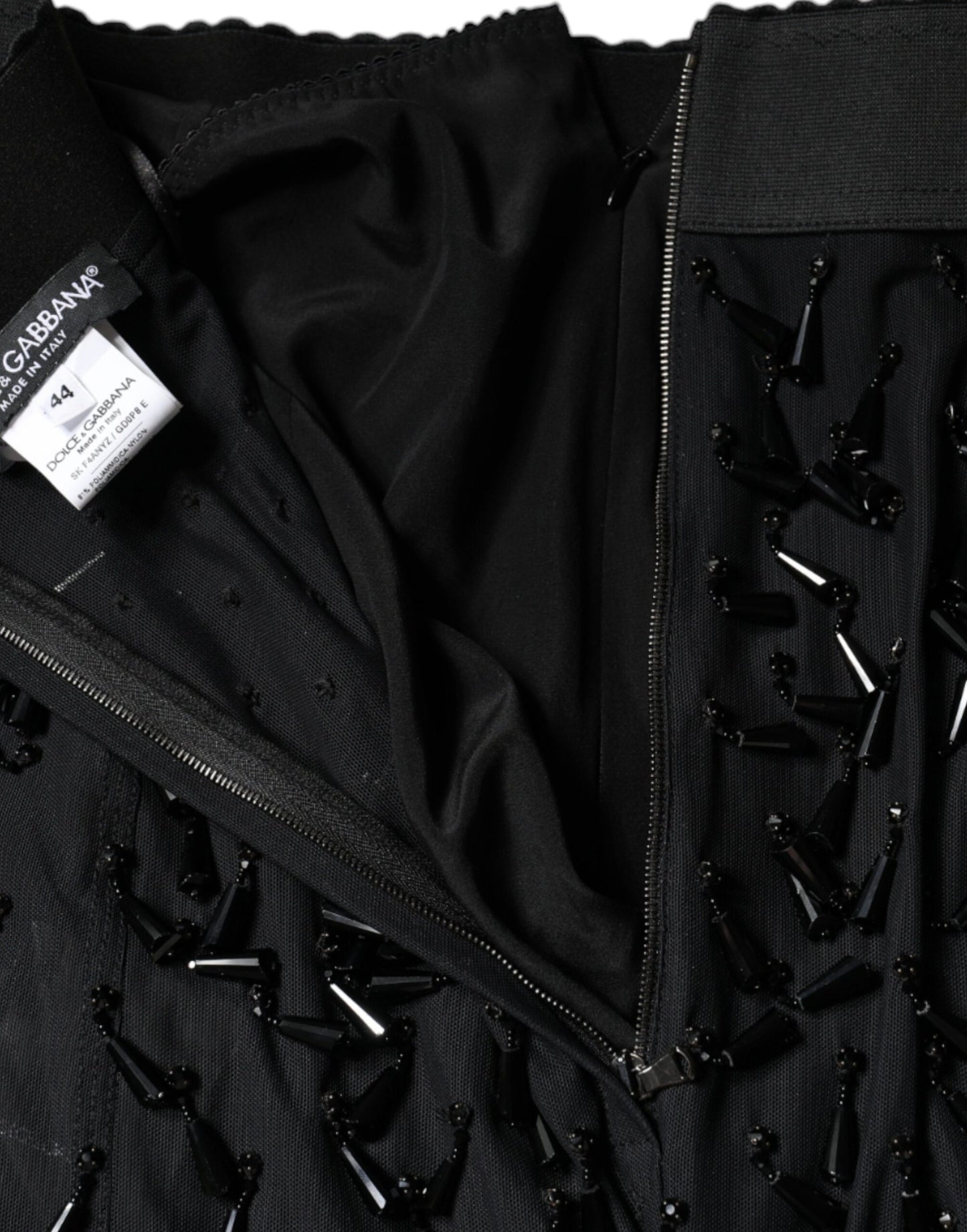 Dolce & Gabbana Sort Udsmykket Midinederdel med Blyantssnit