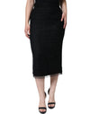 Dolce & Gabbana Sort Midi-nederdel i jomfruuld med blyantssnit