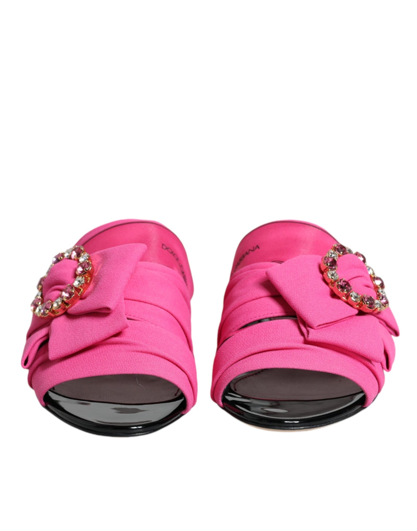 Dolce & Gabbana Pink Black Crystal Slides Sandaler Sko