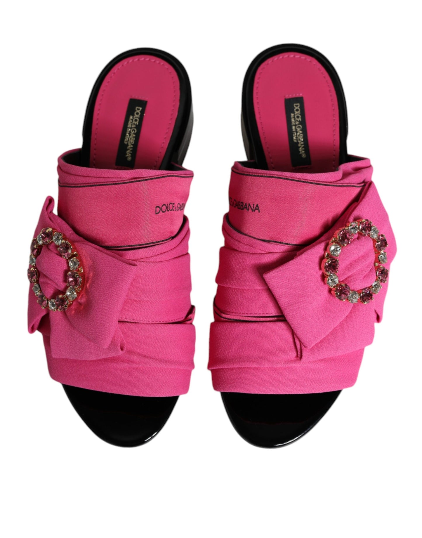 Dolce & Gabbana Pink Black Crystal Slides Sandaler Sko