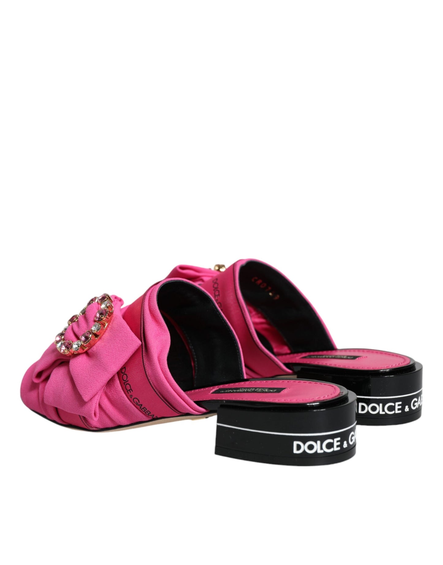 Dolce & Gabbana Pink Black Crystal Slides Sandaler Sko