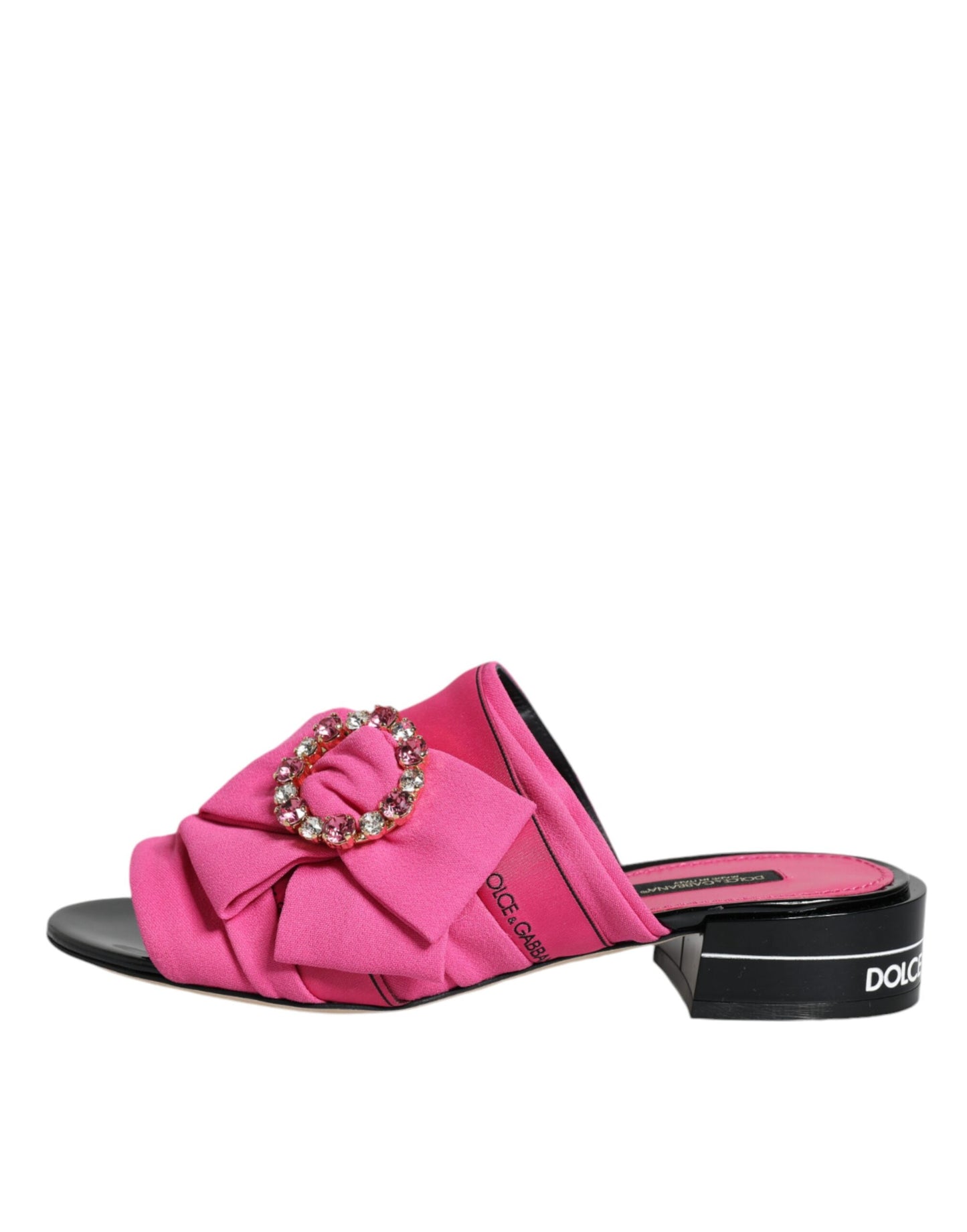 Dolce & Gabbana Pink Black Crystal Slides Sandaler Sko