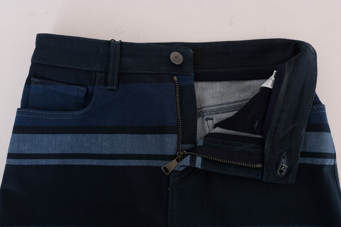Dolce & Gabbana Chic Blå Denim Mini Nederdel