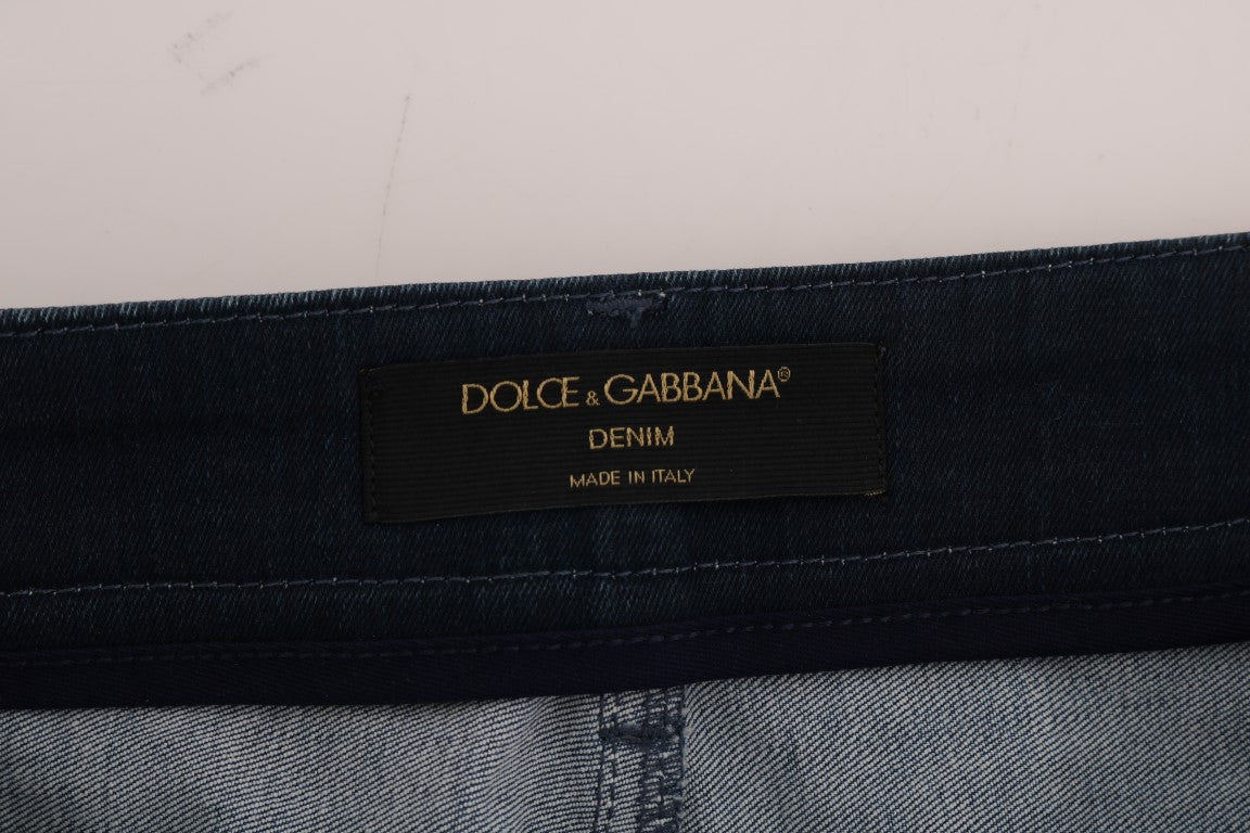 Dolce & Gabbana Chic Blå Denim Mini Nederdel