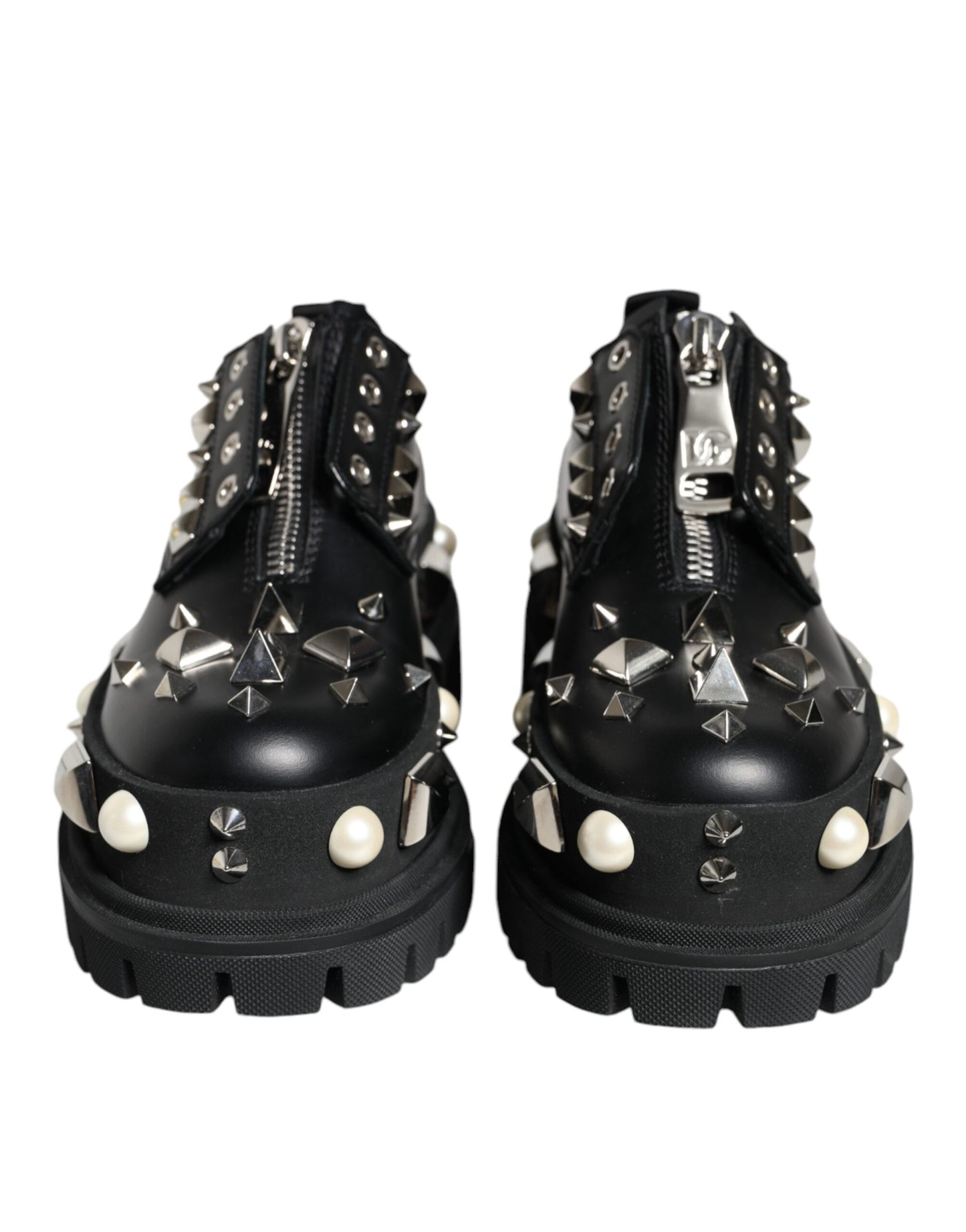 Dolce & Gabbana Sorte Læderudsmykkede Derby Formelle Sko