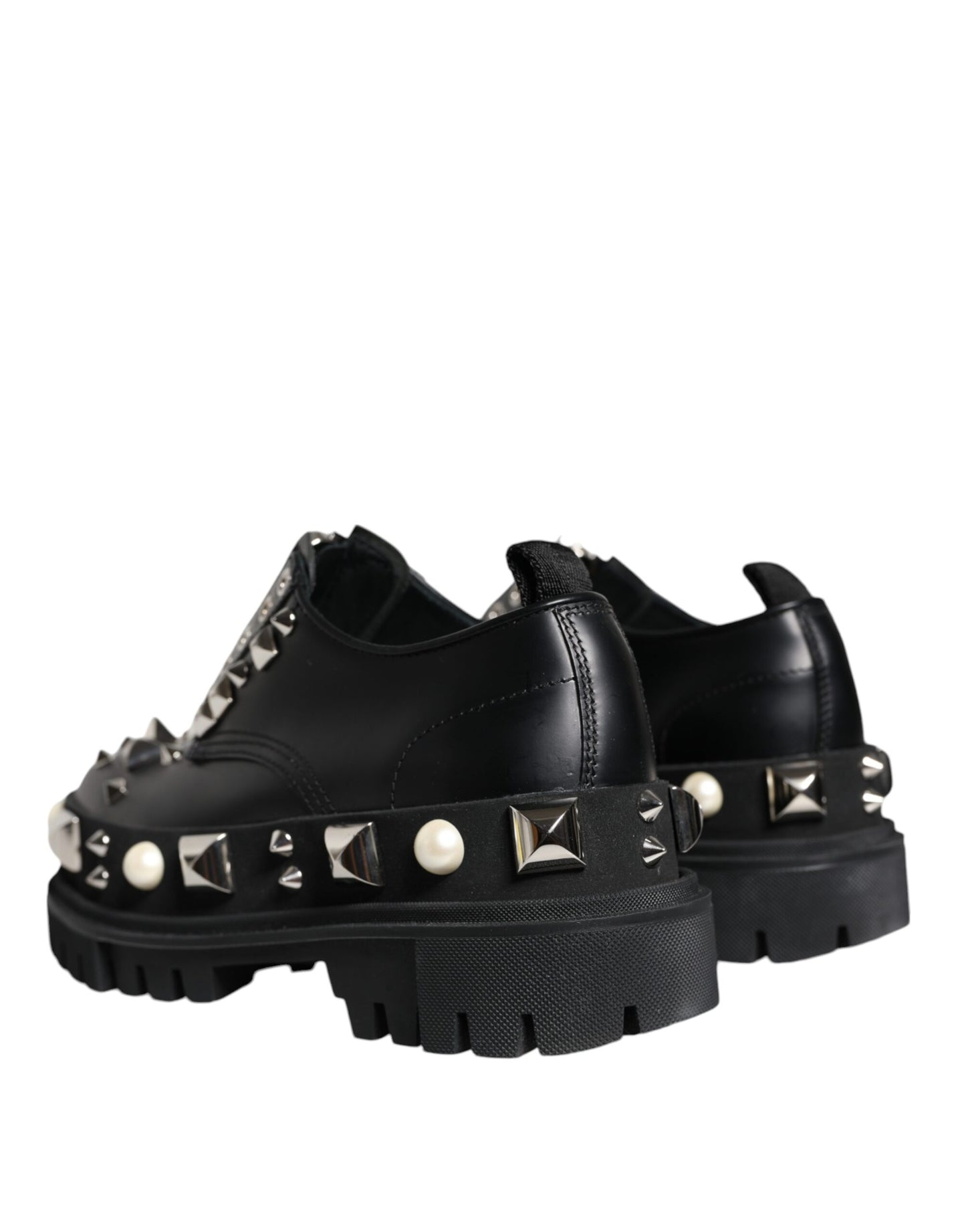 Dolce & Gabbana Sorte Læderudsmykkede Derby Formelle Sko