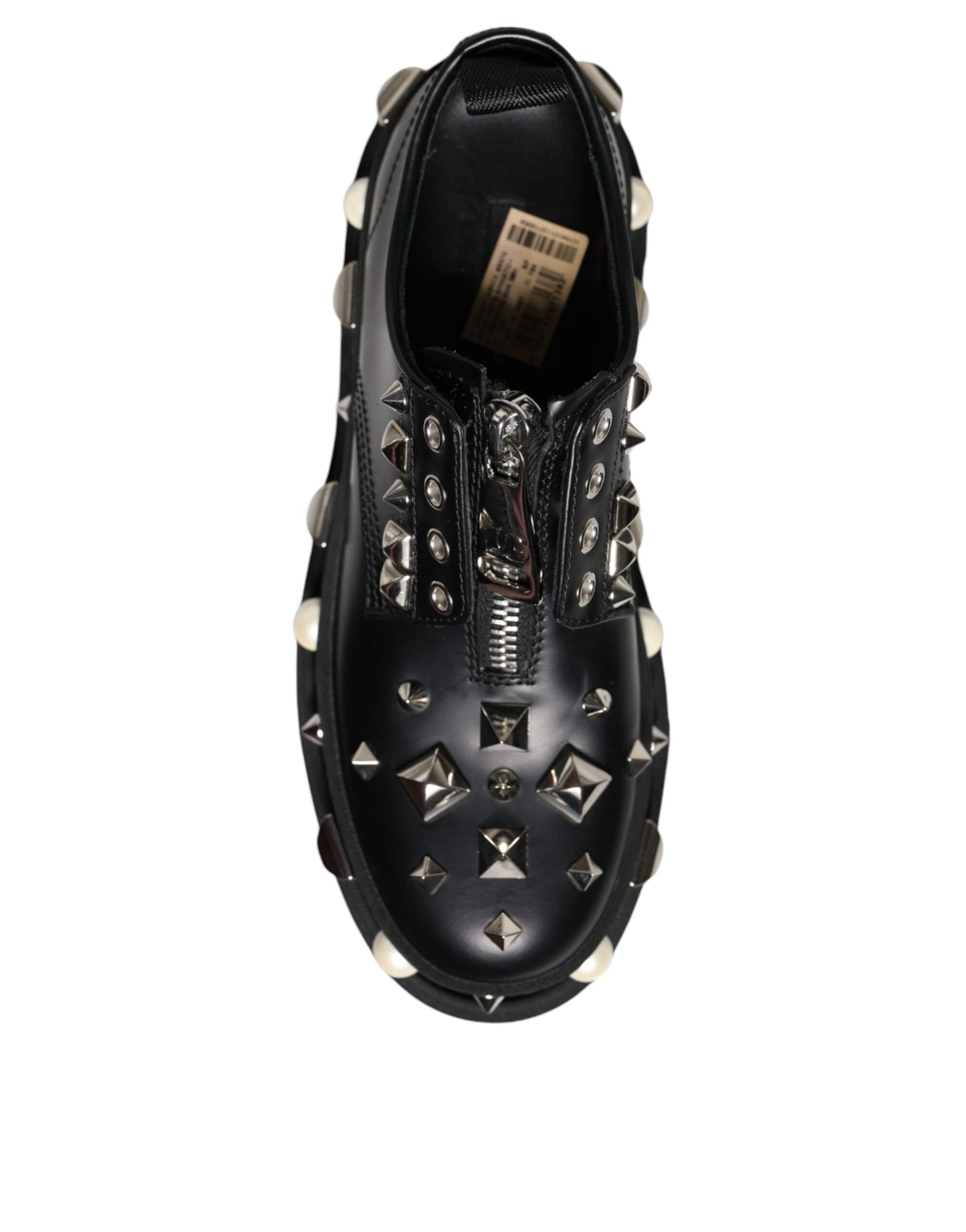 Dolce & Gabbana Sorte Læderudsmykkede Derby Formelle Sko