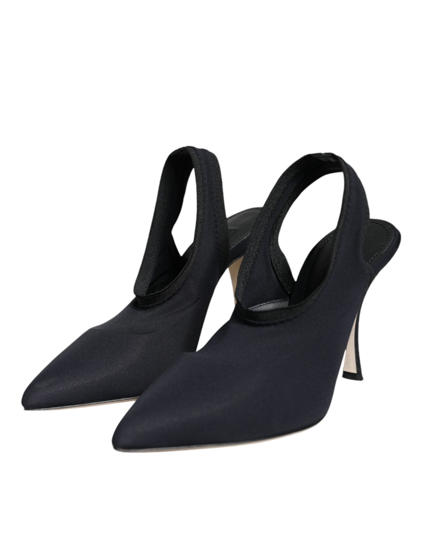 Dolce & Gabbana Sorte Jersey Stretch Hæle Slingback Sko