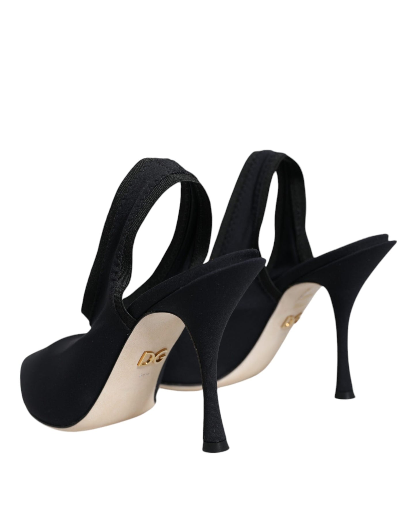 Dolce & Gabbana Sorte Jersey Stretch Hæle Slingback Sko