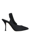Dolce & Gabbana Sorte Jersey Stretch Hæle Slingback Sko